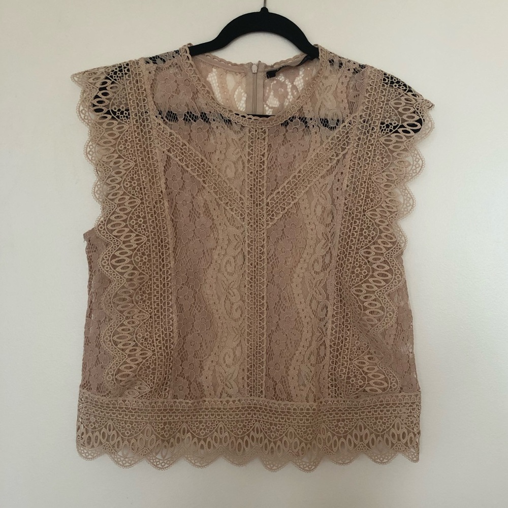 Zara Lace Shell, Dusty Pink, Size XL